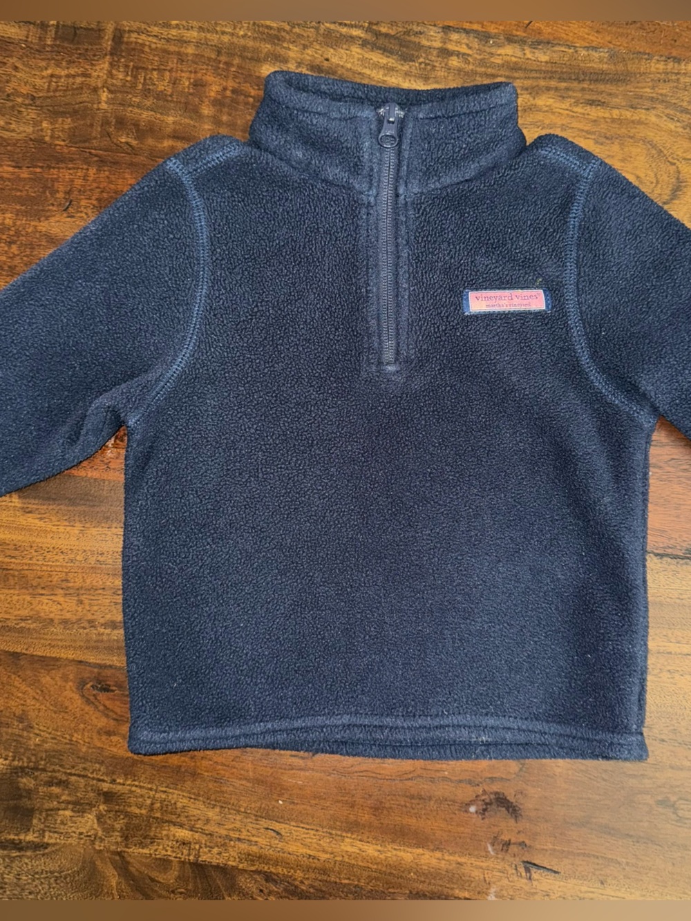 Vineyard Vines Navy Fleece Pullover with Chest Patch